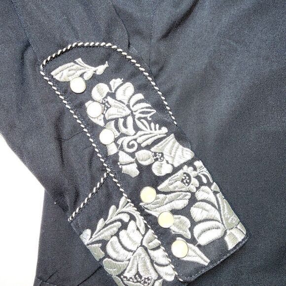 Vtg Scully Black & White Embroidered Button Up Western Shirt Size XL - Picture 6 of 14